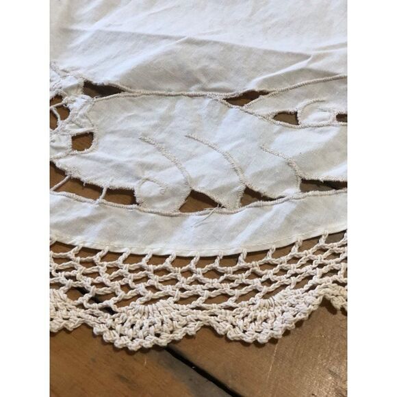 Vintage Tier and Swag Window Set Off White Embroidered Country Style - Picture 6 of 6